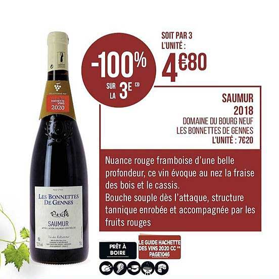 saumur 2018 domaine  du gourg neuf les bonnettes de gennes -100% sur la 3e