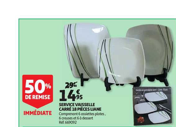 service vaisselle carré 18 pièces liane 50% de remise immédiate