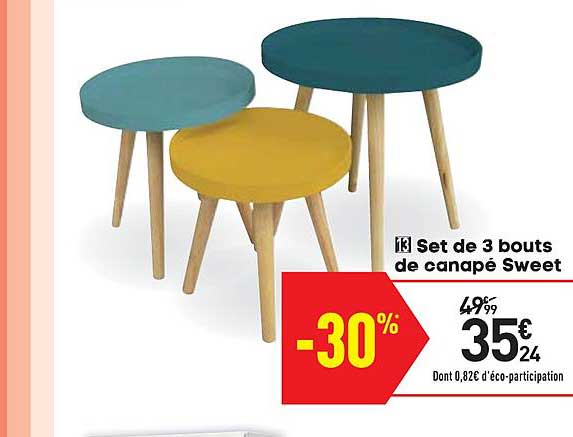 set de 3 bouts de canapé sweet