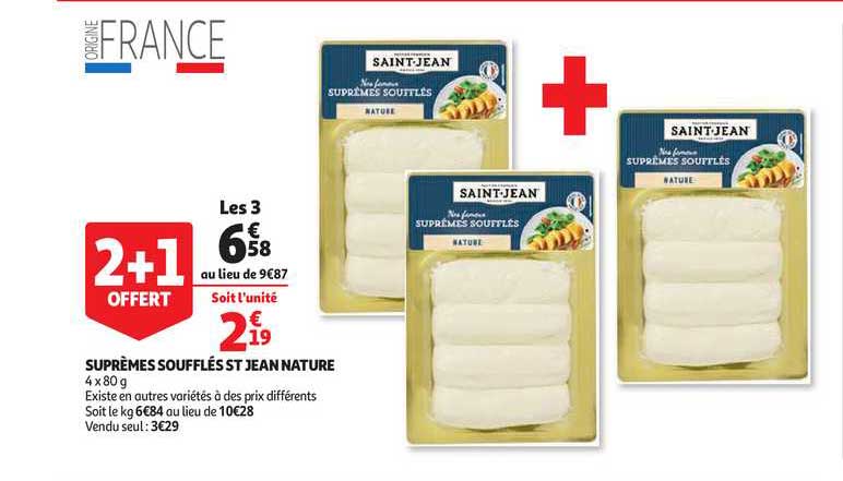 suprêmes soufflés st jean nature 2+1 offert