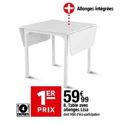 table avec allonges lisa