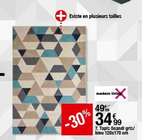 tapis soandi gris bleu 120x170 cm