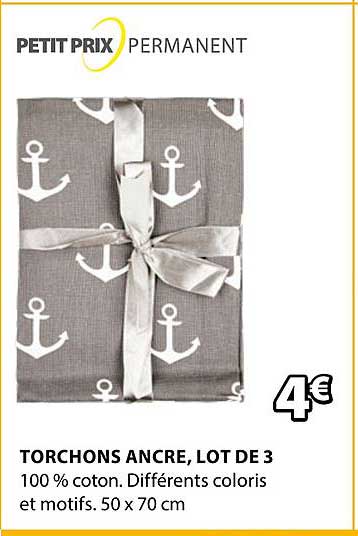 torchons ancre lot de 3