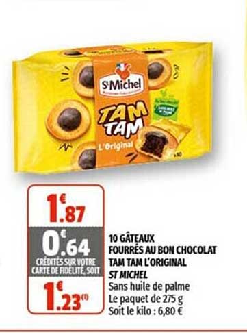 10 gâteaux fourrés au bon chocolat tam tam l'original st michel