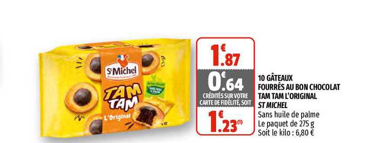10 gâteaux fourrés au bon chocolat tam tam l'original st michel