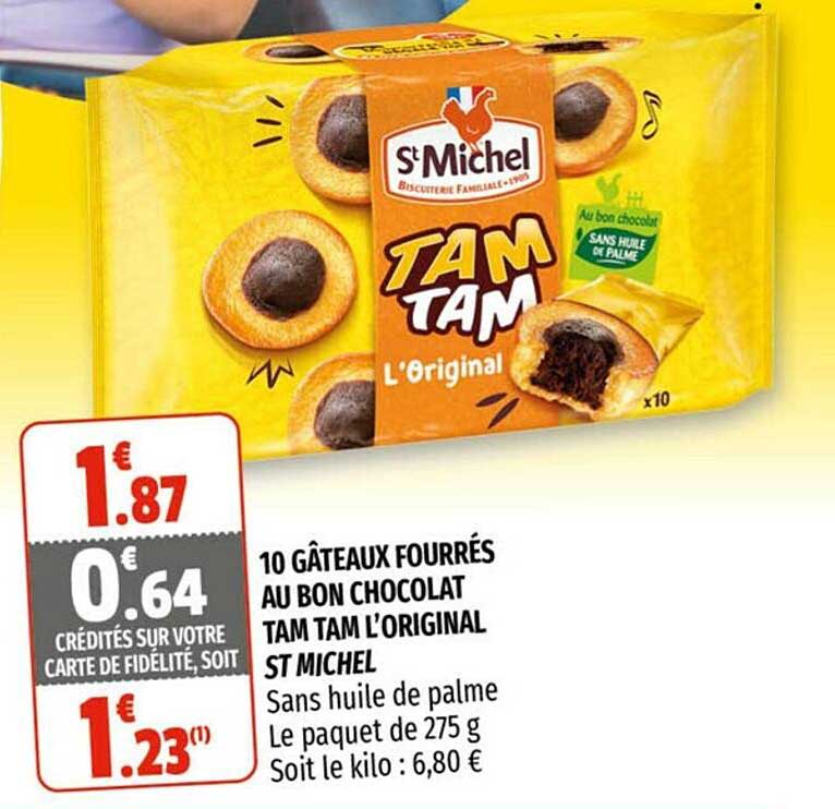 10 gâteaux fourrés au bon chocolat tam tam l'original st michel