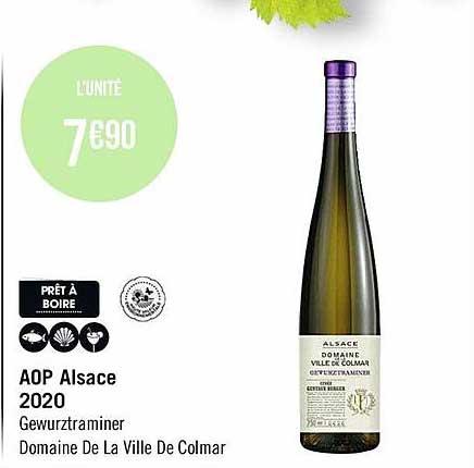 aop alsace 2020 gewurztraminer domaine de la ville de colmar