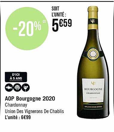 aop bourgogne 2020 chardonnay union des vignerons de chablis