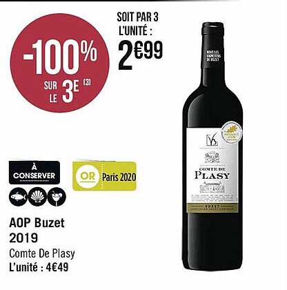 Aop Buzet 2019 Comte De Plasy