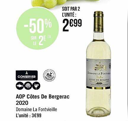 aop côtes de bergerac 2020 domaine la fontvieille