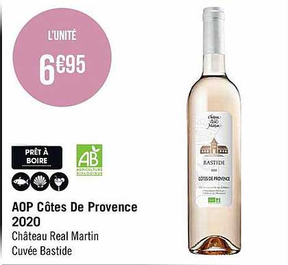 aop côtes de provence 2020 château real martin cuvée bastide
