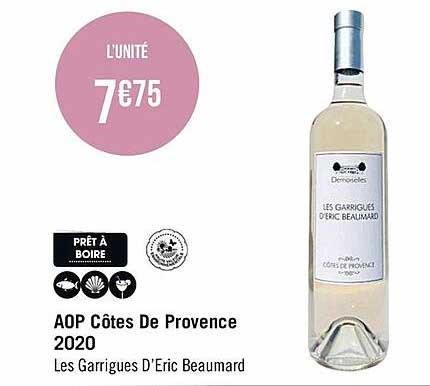 Aop Côtes De Provence 2020 Les Garrigues D'éric Beaumard