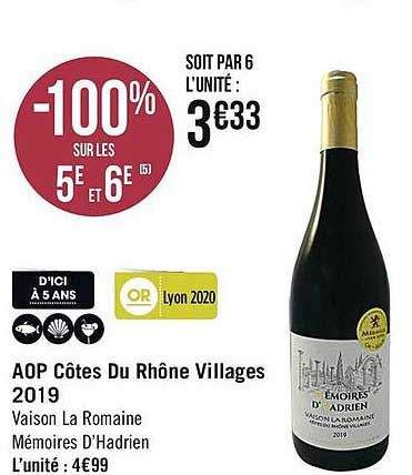 aop côtes du rhône villages 2019 vaison la romaine mémoires d'hadrien
