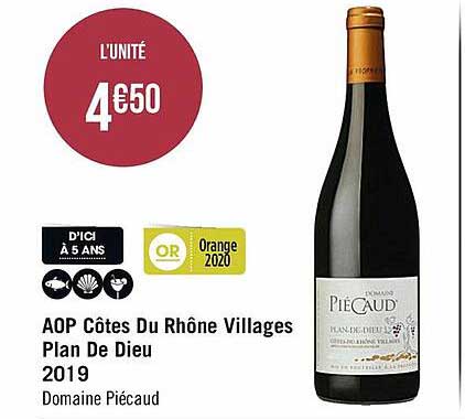 aop côtes du rhône villages plan de dieu 2019 domaine piécaud