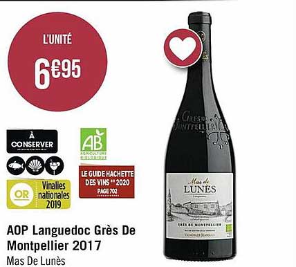 aop languedoc grès de montpellier 2017 mas de lunès