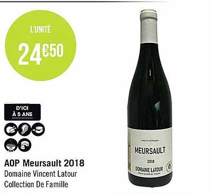 aop meursault 2018 domaine vincent latour collection de famille
