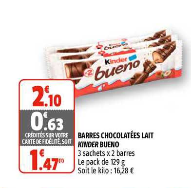 Barres Chocolatées Lait Kinder Bueno