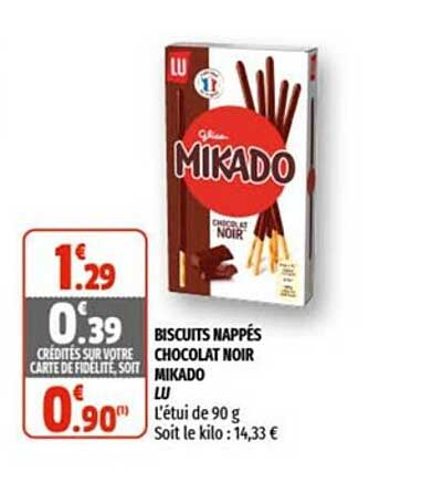 Biscuits Nappés Chocolat Noir Mikado Lu