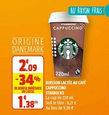 boisson lactée au café cappuccino starbucks