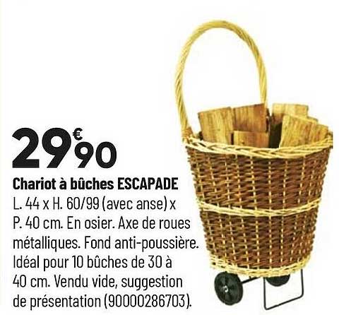 chariot à bûches escapade