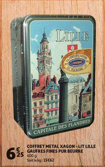 coffret metal xagon-lit lille gaufres fines pur beurre