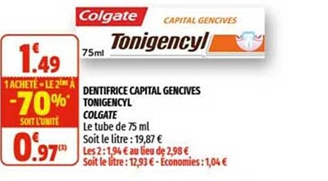 dentifrice capital gencives tonigencyl colgate