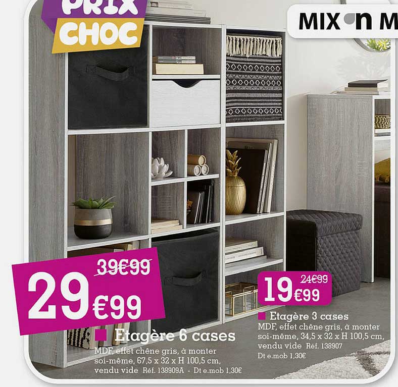 étagère 6 Cases, étagère 3 Cases