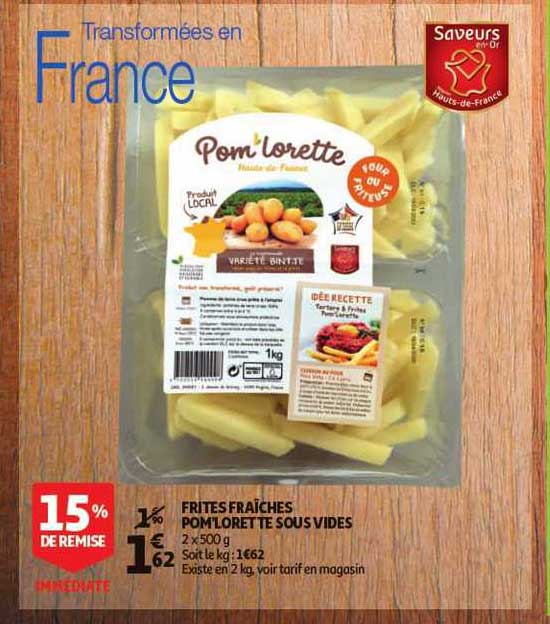 frites fraîches pom'lorette sous vides