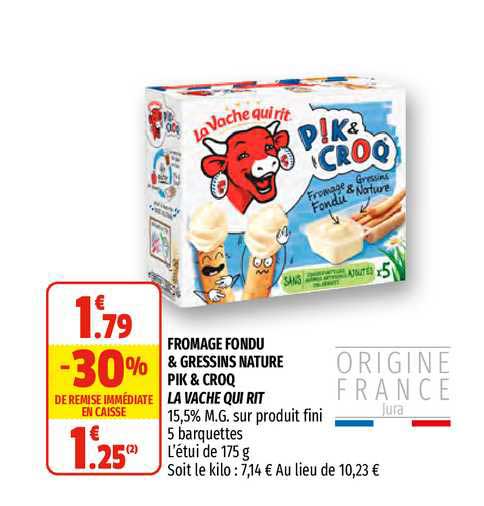 fromage fondu & gressins nature pik & croq la vache qui rit