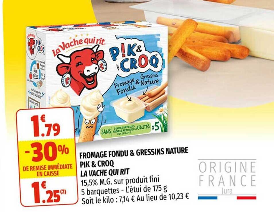 fromage fondu & gressins nature pik & croq la vache qui rit