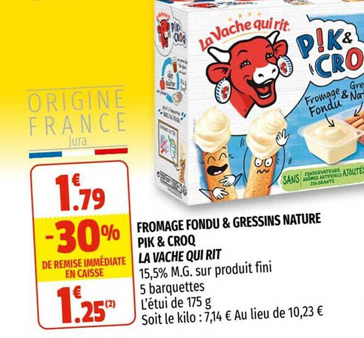 fromage fondu & gressins nature pik & croq la vache qui rit