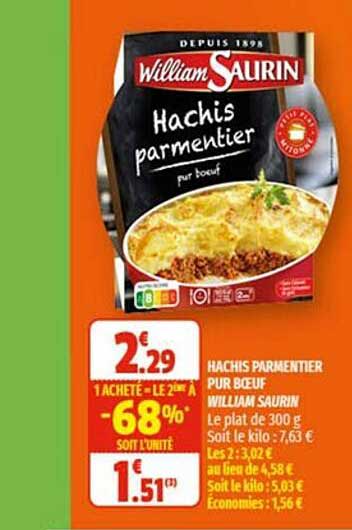 hachis parmentier pur bœuf william saurin