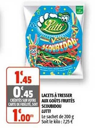 lacets à tresser aux goûts fruités scoubidou lutti