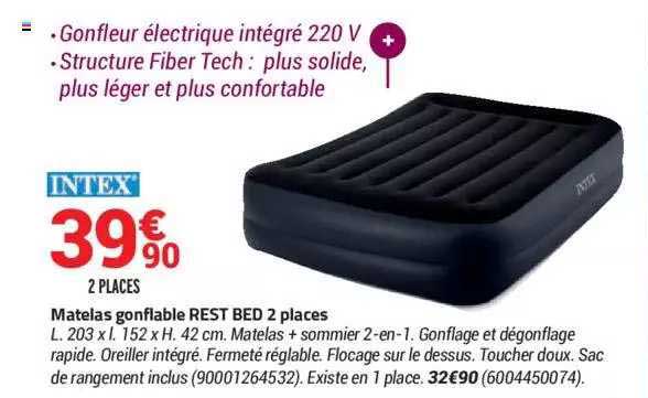 matelas gonflable rest bed 2 places intex