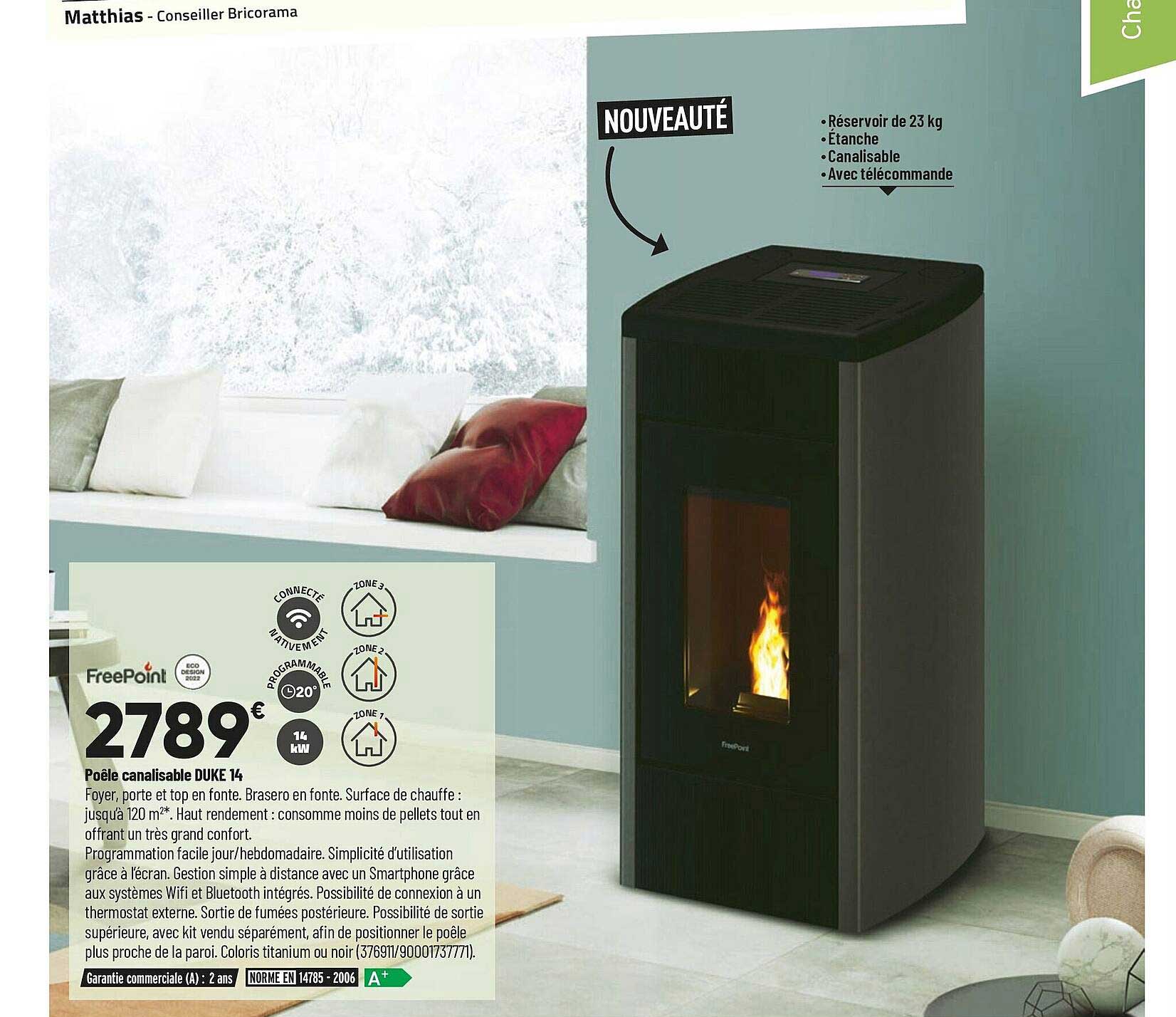 poêle canalisable duke 14 freepoint