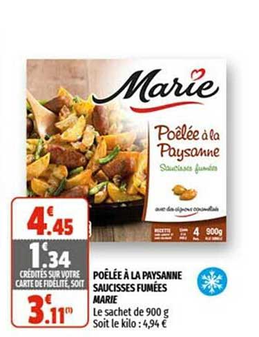 Poêlée à La Paysanne Saucisses Fumées Marie