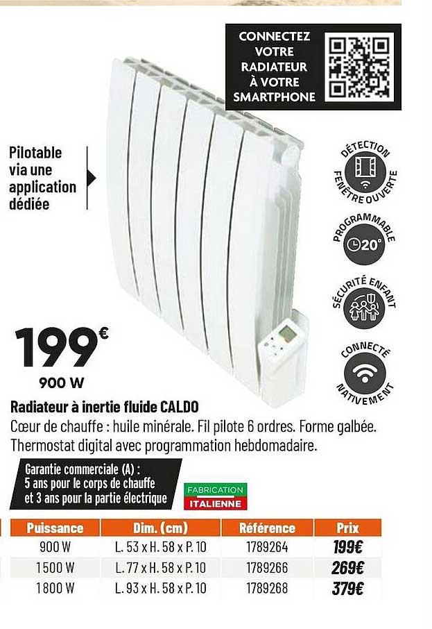 radiateur à inertie fluide caldo