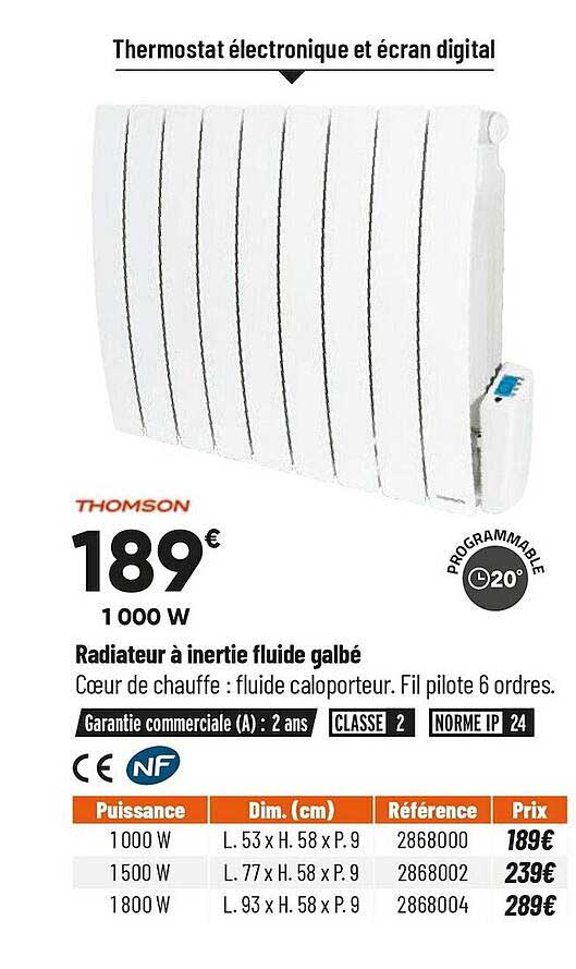 radiateur à inertie fluide galbé thomson