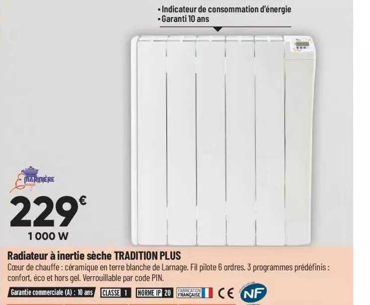 radiateur à inertie sèche tradition pus