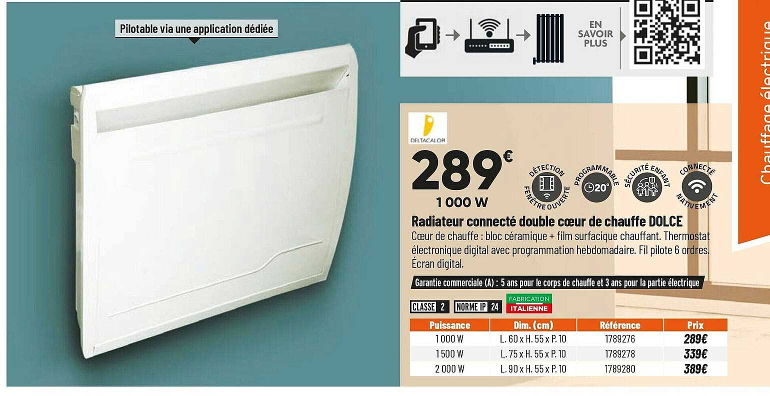 radiateur connecté double cœur de chauffe dolce