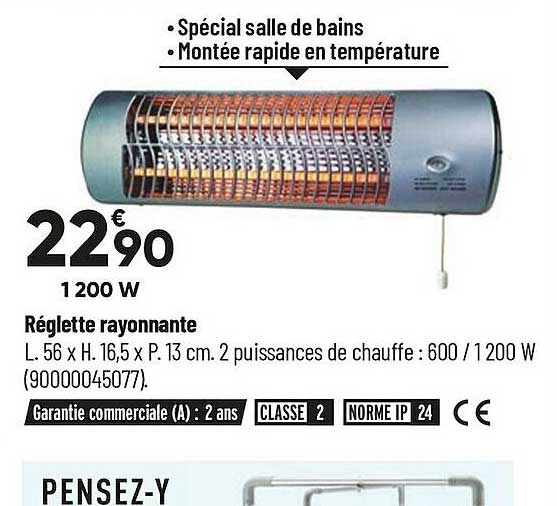 réglette rayonnante 1200 w
