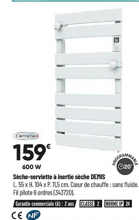 sèche-serviette à inertie sèche demis carrera