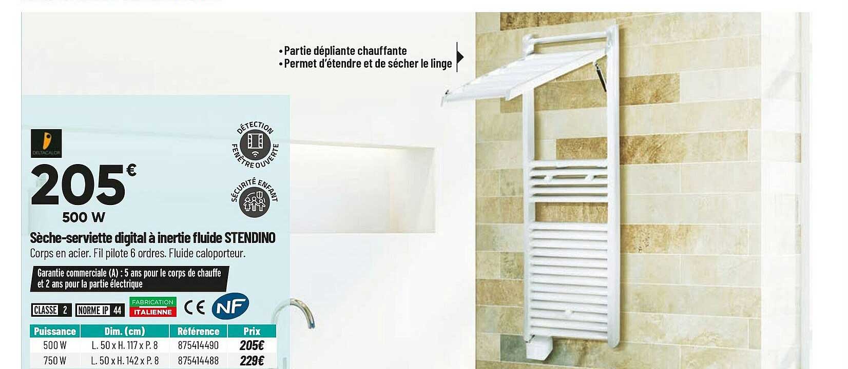 sèche-serviette digital à inertie fluide stendino