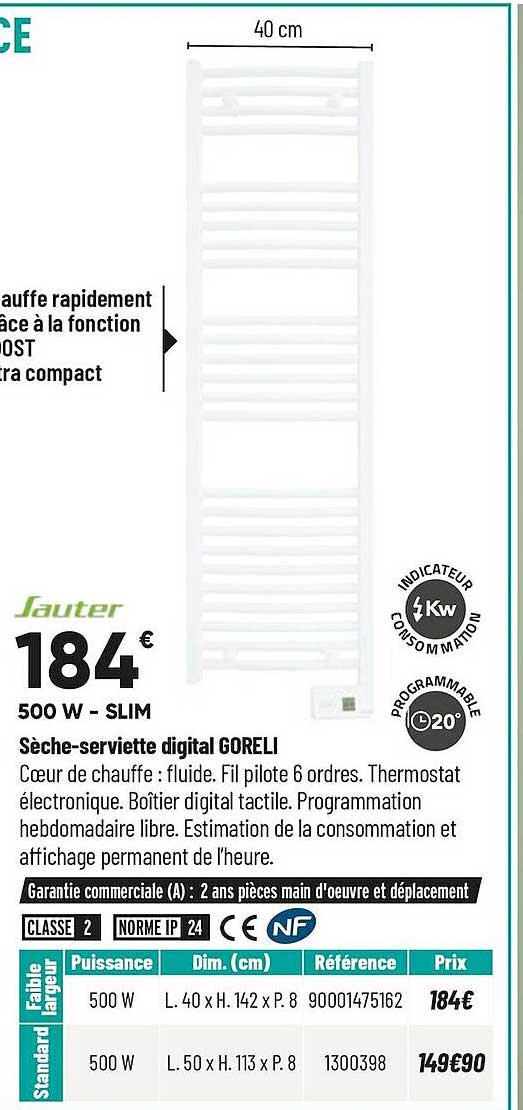 sèche-serviette digital goreli sauter