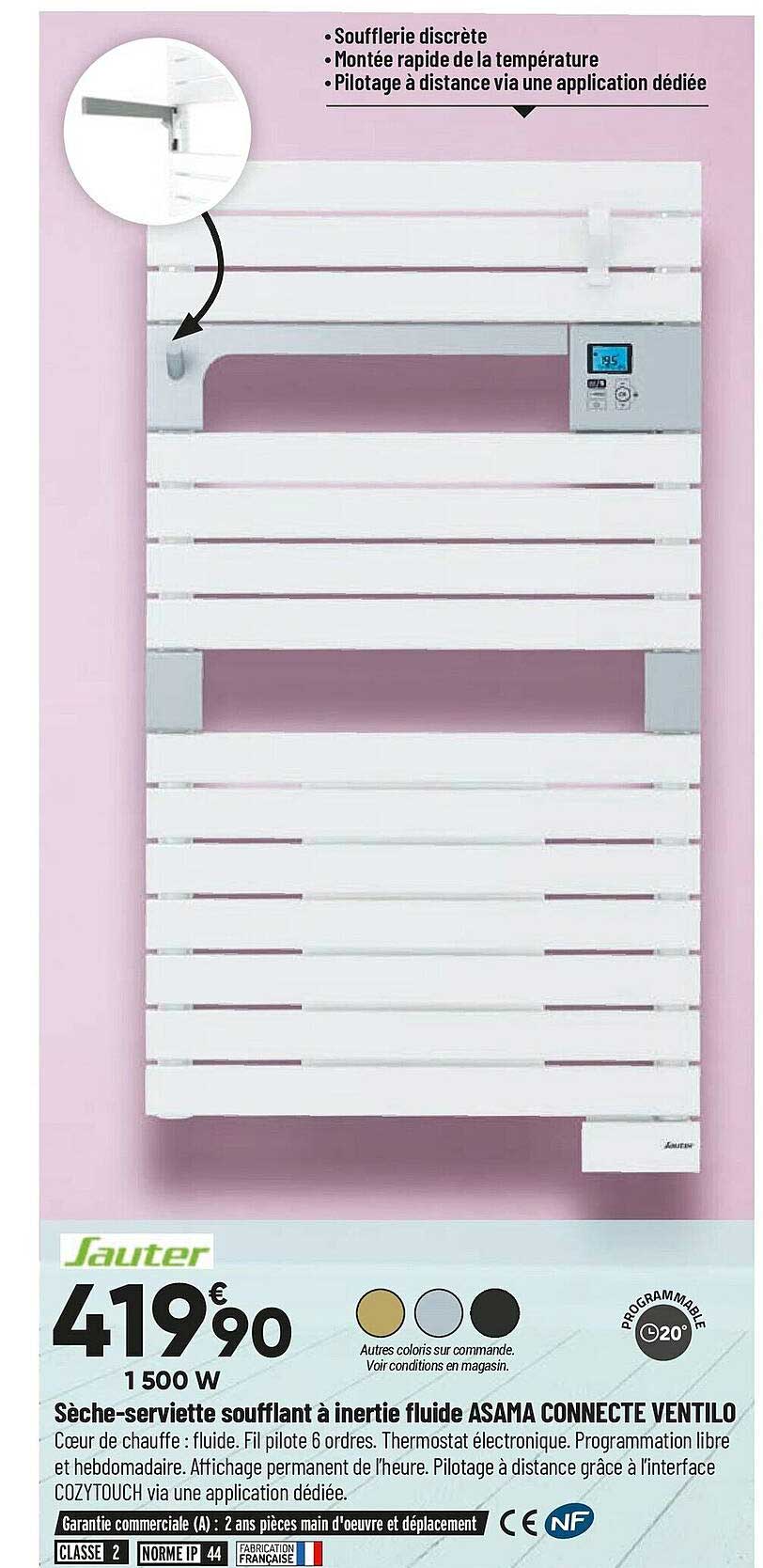 sèche-serviette soufflant à inertie fluide asama connecte ventilo sauter