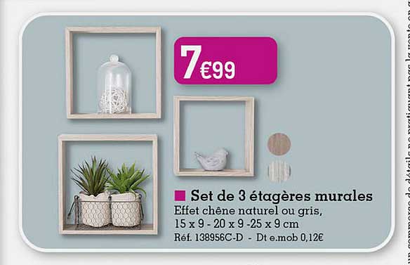 set de 3 étagères murales