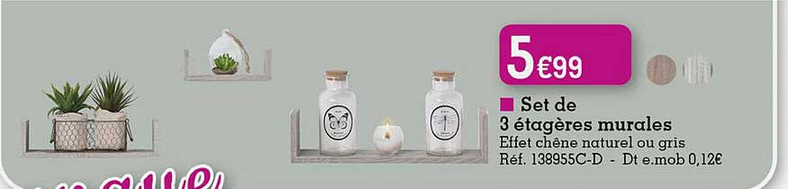 set de 3 étagères murales