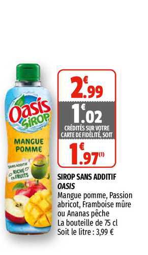 sirop sans additif oasis