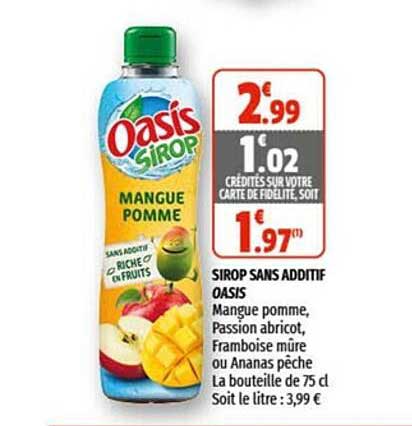 sirop sans additif oasis