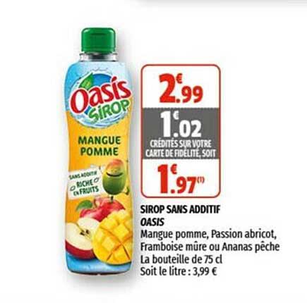 sirop sans additif oasis